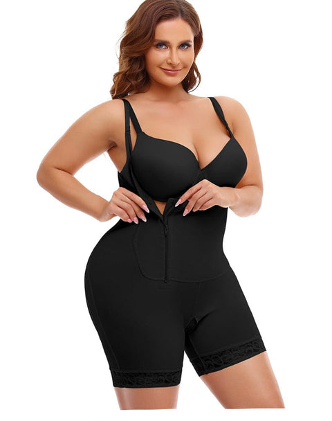 CurvyPower | UK bodysuit One Piece Open Bust Shaping Bodysuit with Side Zipper Closure