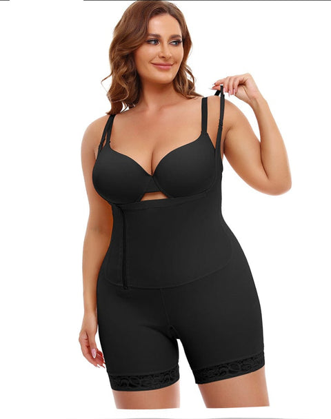 CurvyPower | UK bodysuit One Piece Open Bust Shaping Bodysuit with Side Zipper Closure