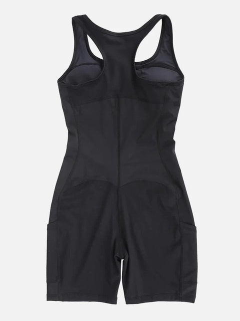 CurvyPower | UK bodysuit One Piece Shaping Bodysuit with Front Zipper and Side Pockets