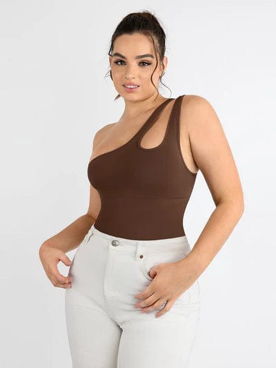 CurvyPower | UK bodysuit One Shoulder Compression Shapewear Thong Bodysuit