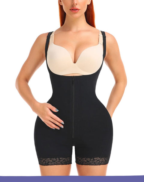 CurvyPower | UK bodysuit Open Bust Bodysuit Shapewear with Front  Zipper Closure