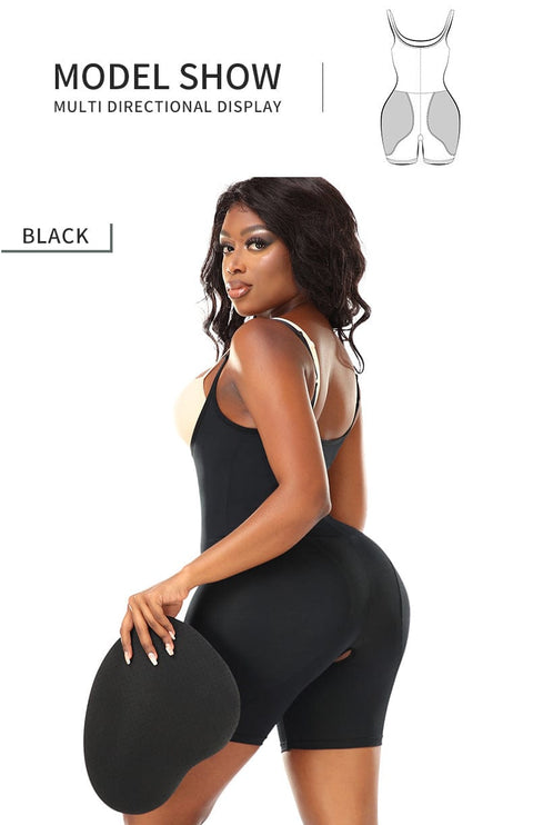 CurvyPower | UK bodysuit Open Bust Bodysuit Shapewear with Removable Hip Pads