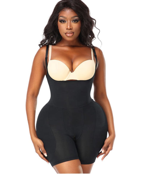CurvyPower | UK bodysuit Open Bust Bodysuit Shapewear with Removable Hip Pads