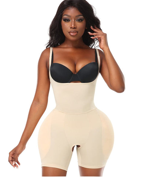 CurvyPower | UK bodysuit Open Bust Bodysuit Shapewear with Removable Hip Pads