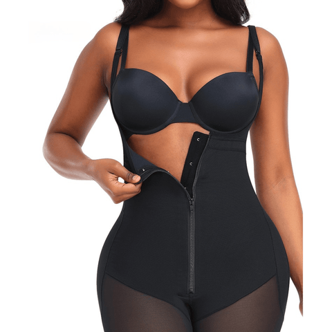 CurvyPower | UK bodysuit Open Bust Shapewear Bodysuit with Front Zipper and Adjustable Straps