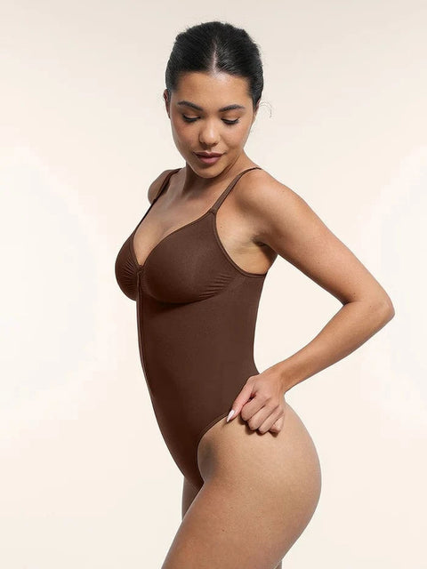 CurvyPower | UK bodysuit Plunge Front Zip Tummy Control Shape Wear Bodysuit