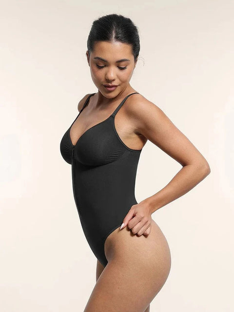 CurvyPower | UK bodysuit Plunge Front Zip Tummy Control Shape Wear Bodysuit