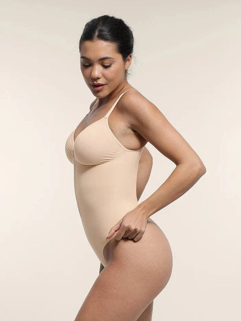 CurvyPower | UK bodysuit Plunge Front Zip Tummy Control Shape Wear Bodysuit