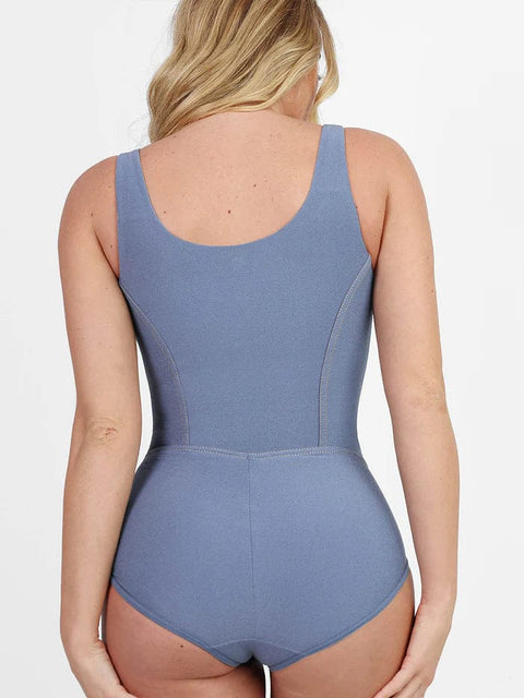 CurvyPower | UK bodysuit Postpartum Recovery Bodysuit with Tummy Control in Denim Shapewear