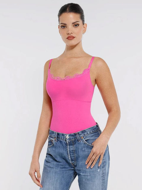 CurvyPower | UK bodysuit Seamless Lace Waist Slimming Shapewear Cami Bodysuit