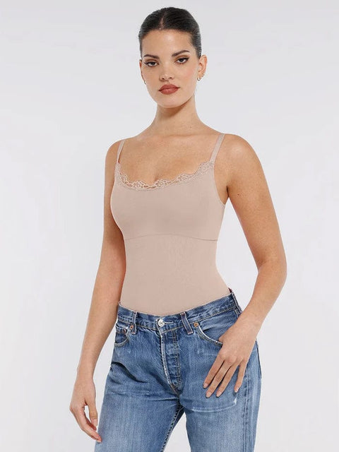 CurvyPower | UK bodysuit Seamless Lace Waist Slimming Shapewear Cami Bodysuit