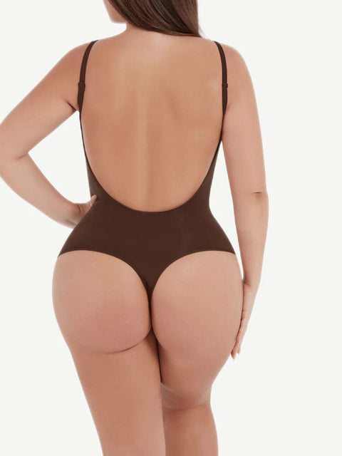 CurvyPower Bodysuit Seamless Thong Backless ShapeWear Bodysuit With Adjustable Straps