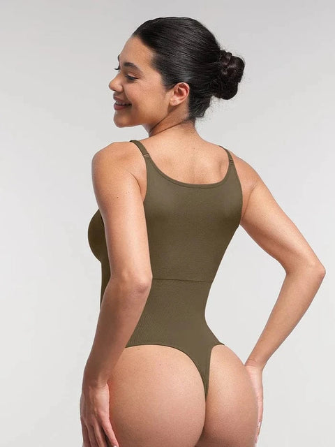 CurvyPower | UK bodysuit Seamless Tummy Control Shapewear Bodysuit with Built-In Bra and Removable Pads