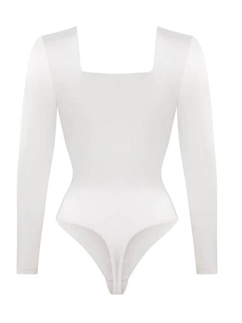 CurvyPower | UK bodysuit Sleek Shaping Bodysuit with Square Neck and Long Sleeves