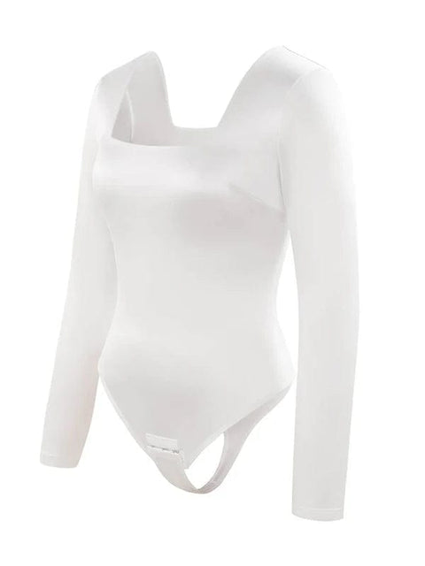 CurvyPower | UK bodysuit Sleek Shaping Bodysuit with Square Neck and Long Sleeves