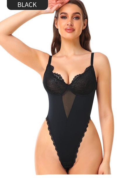 CurvyPower | UK bodysuit Slimming Backless Shapewear Bodysuit with Built-In Bra