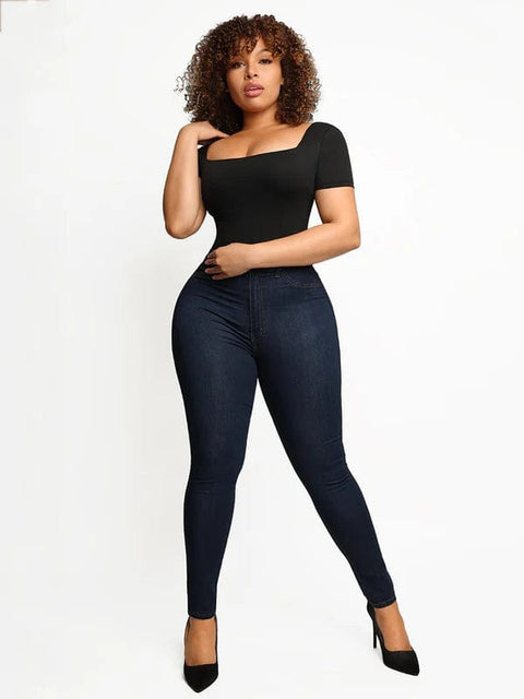 CurvyPower | UK bodysuit Square Neck Shapewear Tummy Control Bodysuit
