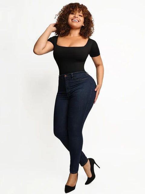 CurvyPower | UK bodysuit Square Neck Shapewear Tummy Control Bodysuit