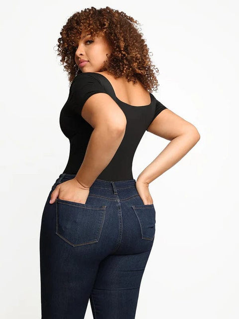 CurvyPower | UK bodysuit Square Neck Shapewear Tummy Control Bodysuit