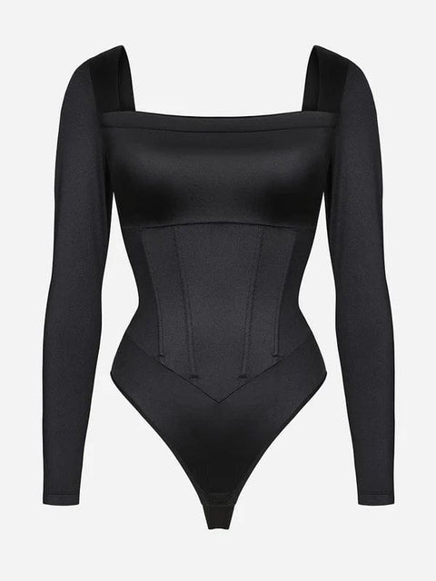 CurvyPower | UK bodysuit Square Neck Shapewear Tummy Control Bodysuit with Removable Pads