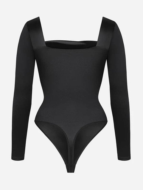 CurvyPower | UK bodysuit Square Neck Shapewear Tummy Control Bodysuit with Removable Pads