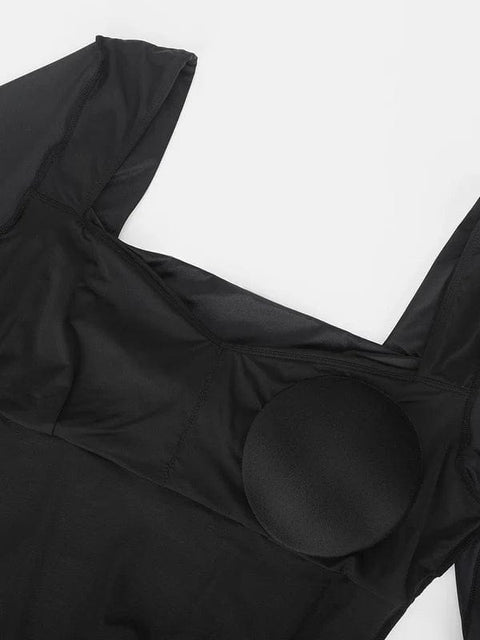 CurvyPower | UK bodysuit Square Neck Shapewear Tummy Control Bodysuit with Removable Pads