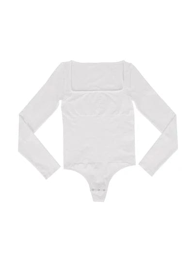 CurvyPower | UK bodysuit Square Neck Tummy Control Long Sleeve Shapewear Bodysuit
