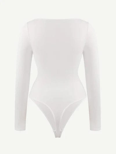 CurvyPower | UK bodysuit Square Neck Tummy Control Long Sleeve Shapewear Bodysuit