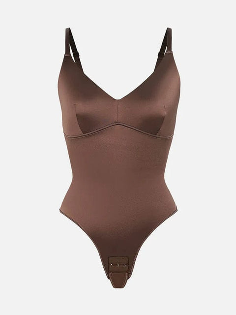 CurvyPower | UK bodysuit Tummy Control Elastic Mesh Shapewear Thong Bodysuit