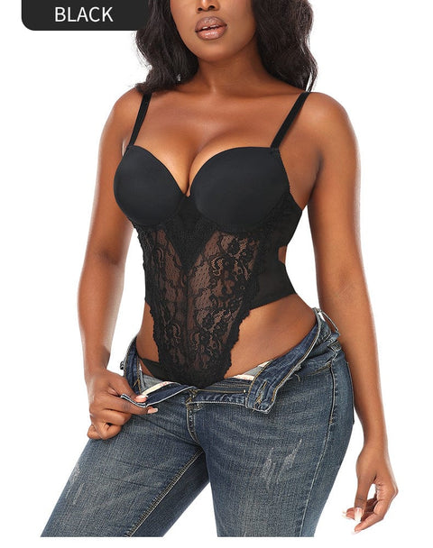 CurvyPower | UK bodysuit Tummy Control Lace Suspender Tights and Bodysuit Shapewear