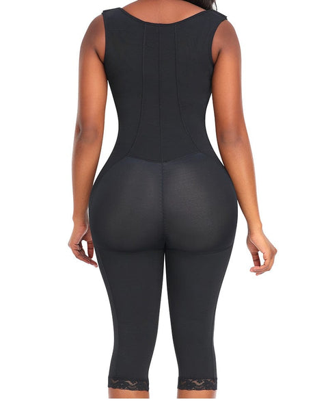 CurvyPower | UK bodysuit Tummy Control Mid Trouser Open Bust Shapewear Bodysuit with Front Zipper