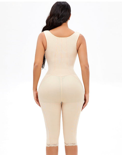 CurvyPower | UK bodysuit Tummy Control Mid Trouser Open Bust Shapewear Bodysuit with Front Zipper