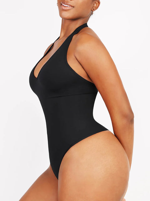 CurvyPower | UK bodysuit Waist Control Halter Neck Shapewear Bodysuit