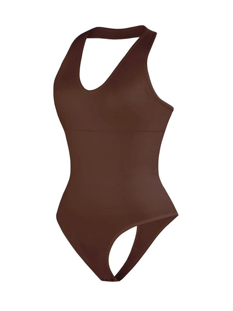 CurvyPower | UK bodysuit Waist Control Hanging Neck Shapewear Bodysuit