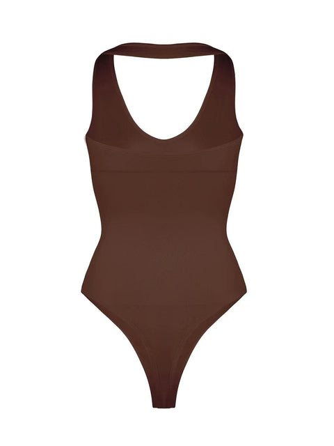 CurvyPower | UK bodysuit Waist Control Hanging Neck Shapewear Bodysuit