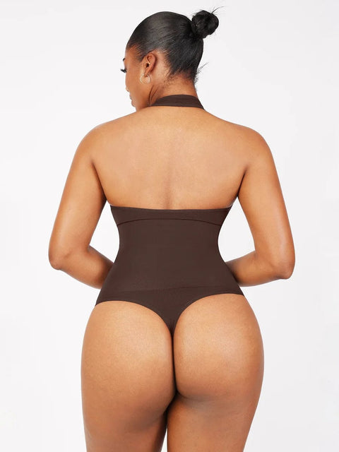 CurvyPower | UK bodysuit Waist Control Hanging Neck Shapewear Bodysuit