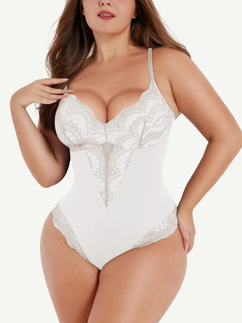 CurvyPower | UK bodysuit White / S Elegant Lace Tummy Control Shapewear Bodysuit