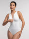 CurvyPower | UK bodysuit White / S Ribbed Seamless Sleeveless Shapewear Bodysuit with Front Zipper
