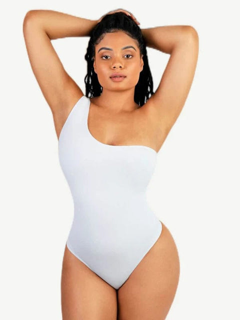 CurvyPower | UK bodysuit White / XS/S Waist-Sculpting Tummy Control One-Shoulder Shapewear Bodysuit