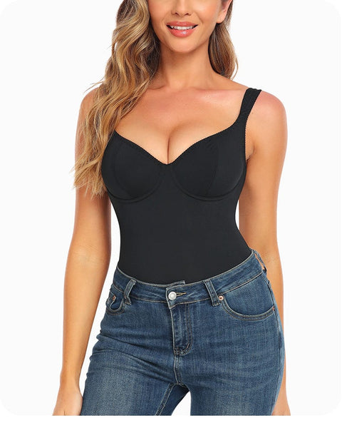CurvyPower | UK bodysuit Women's Bust Support Shaping Bodysuit with Adjustable Straps