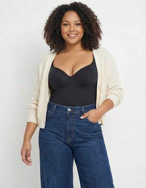 CurvyPower | UK bodysuit Women's Tummy Control and Bust Support Shaping Bodysuit with Adjustable Straps