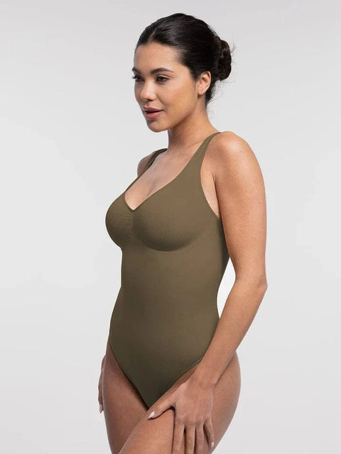 CurvyPower | UK bodysuit Women Tummy Control and Bust Support Shaping Bodysuit with T-Back Brief