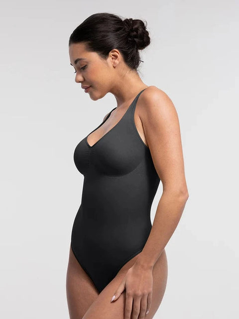 CurvyPower | UK bodysuit Women Tummy Control and Bust Support Shaping Bodysuit with T-Back Brief