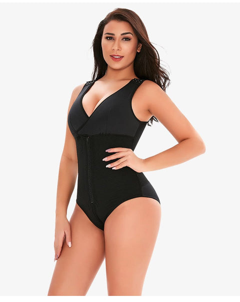 CurvyPower | UK bodysuit Zippered Tummy Control Bodysuit Shapewear with Adjustable Straps