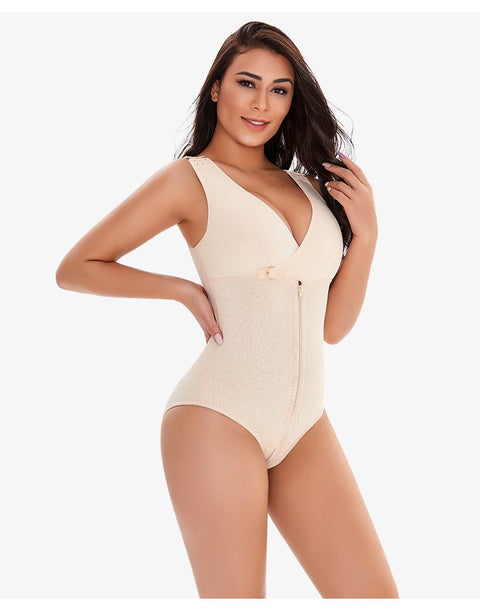 CurvyPower | UK bodysuit Zippered Tummy Control Bodysuit Shapewear with Adjustable Straps