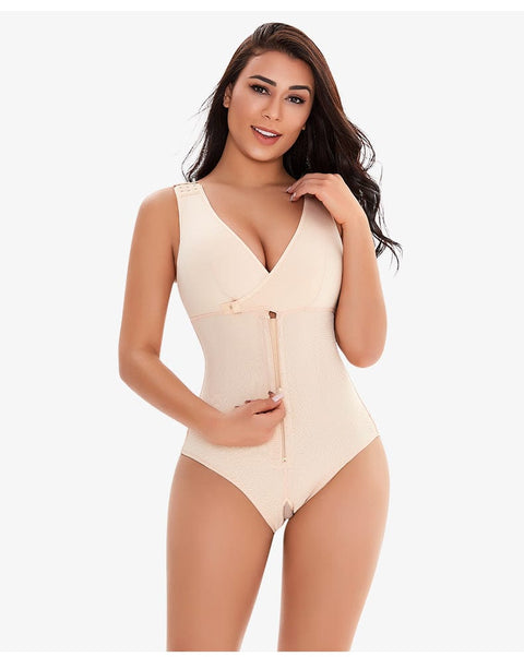 CurvyPower | UK bodysuit Zippered Tummy Control Bodysuit Shapewear with Adjustable Straps