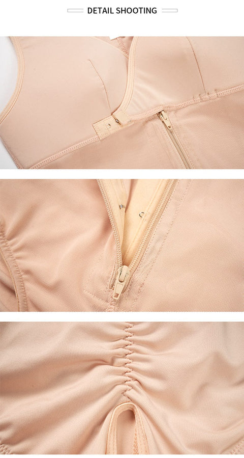 CurvyPower | UK bodysuit Zippered Tummy Control Bodysuit Shapewear with Adjustable Straps