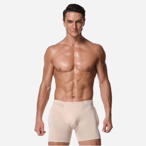 CurvyPower | UK Men's Compression Shapewear Boxer Shorts Body Sculpting Fit Beige