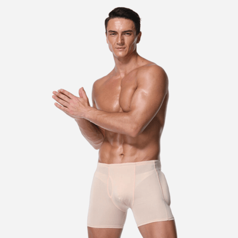 CurvyPower | UK Men's Compression Shapewear Boxer Shorts Body Sculpting Fit Beige