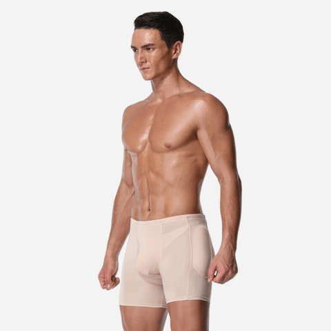 CurvyPower | UK Men's Compression Shapewear Boxer Shorts Body Sculpting Fit Beige